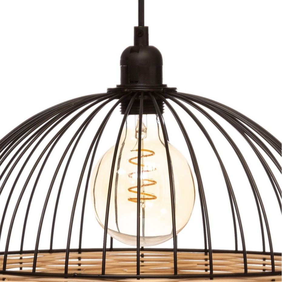 Suspension Métal Filaire Rotin Suwa Noir D35