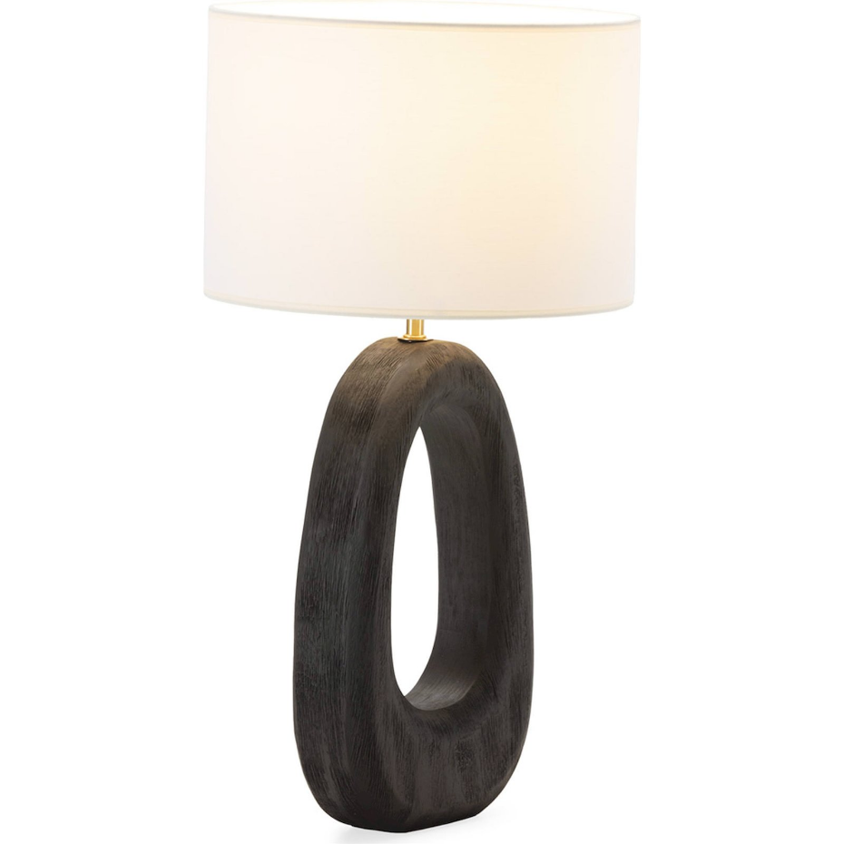 Lampe de table ovale en bois de manguier