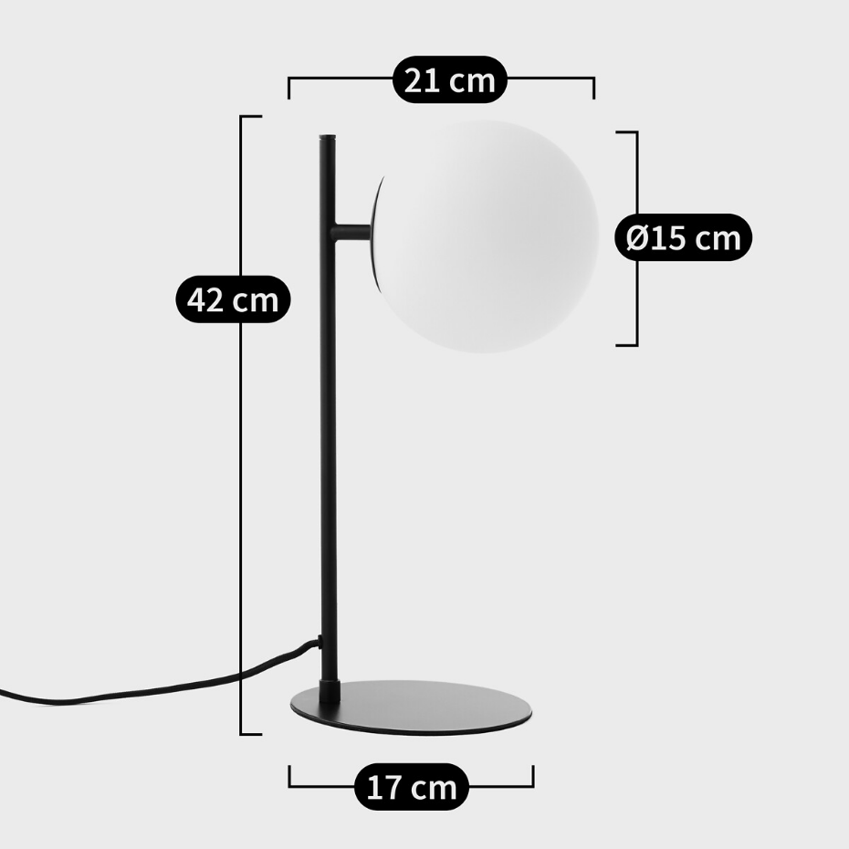 Lampe à poser métal acier et verre opaline, Atea