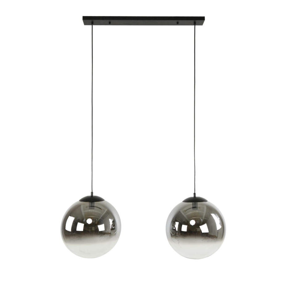 Suspension en verre fumé 2 abat-jour noirs RALF