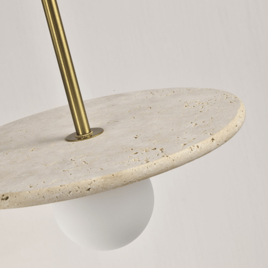 Suspension travertin et globe opale - SILVIA