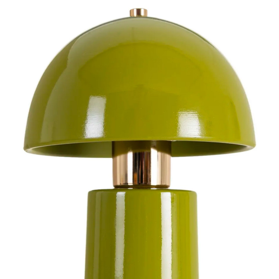Lampe à poser champignon céramique verte et métal doré 17.5x17.5x30.5cm