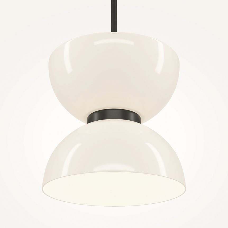 Suspension moderne métal/verre forme sablier ENID