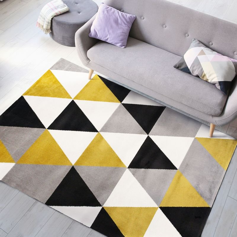 Tapis salon toucher laineux motif triangles  GEO SCANDI