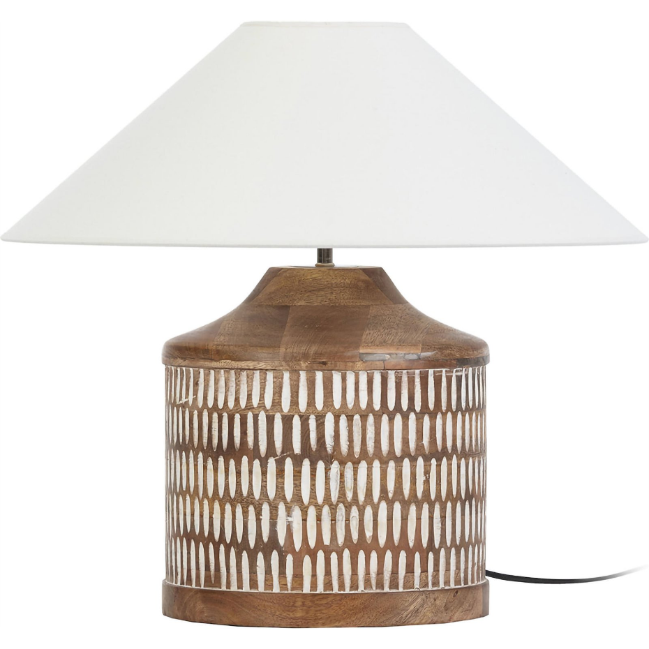 Lampe de table en bois rond style contemporain