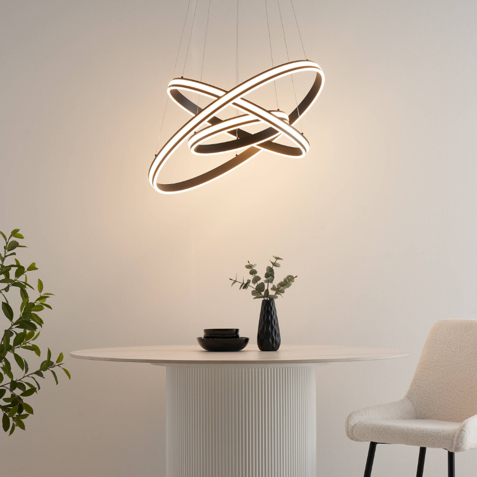 Suspension LED Design à Trois Anneaux - MAROGGIA