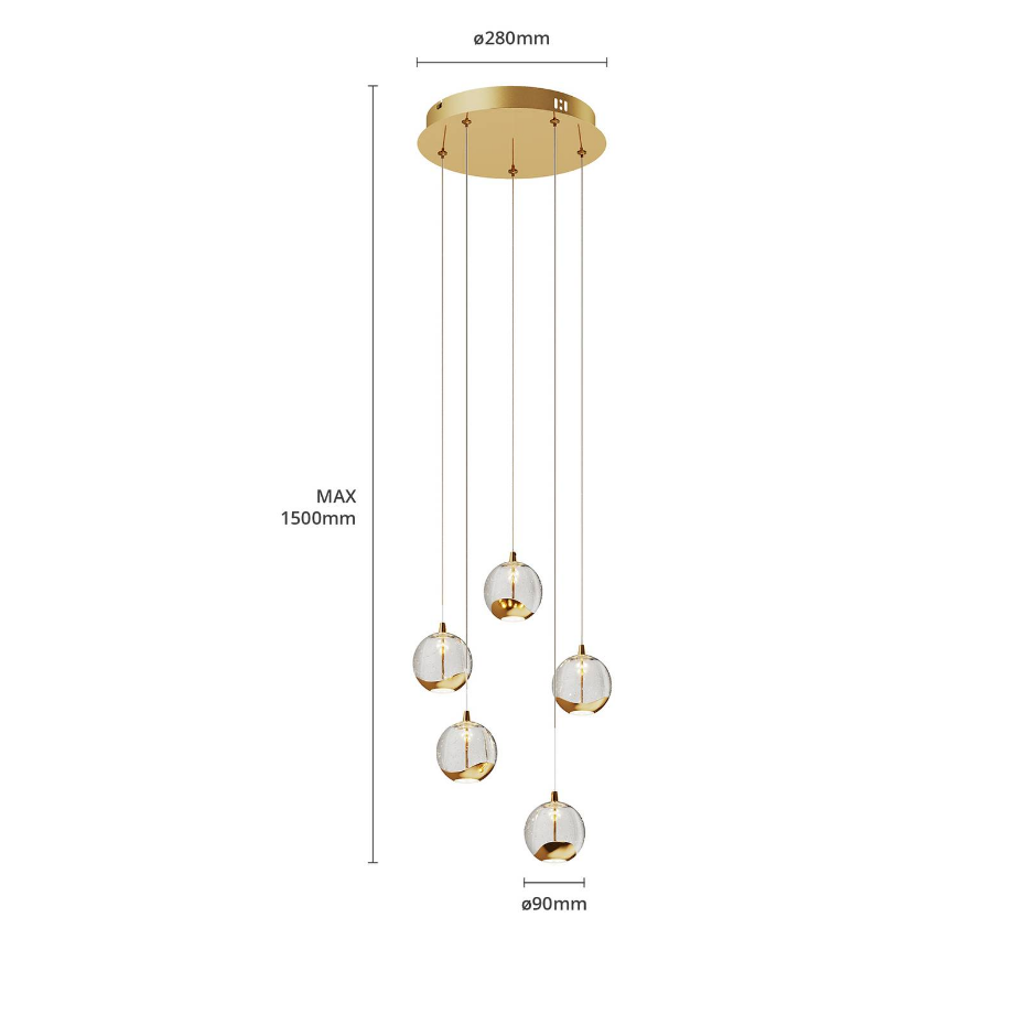 Suspension en verre moderneLED, Hayley