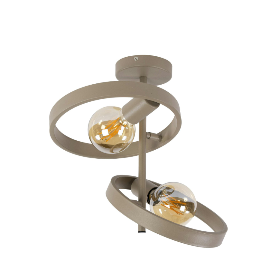 Plafonnier design métal beige mat 2 anneaux TRIBECA