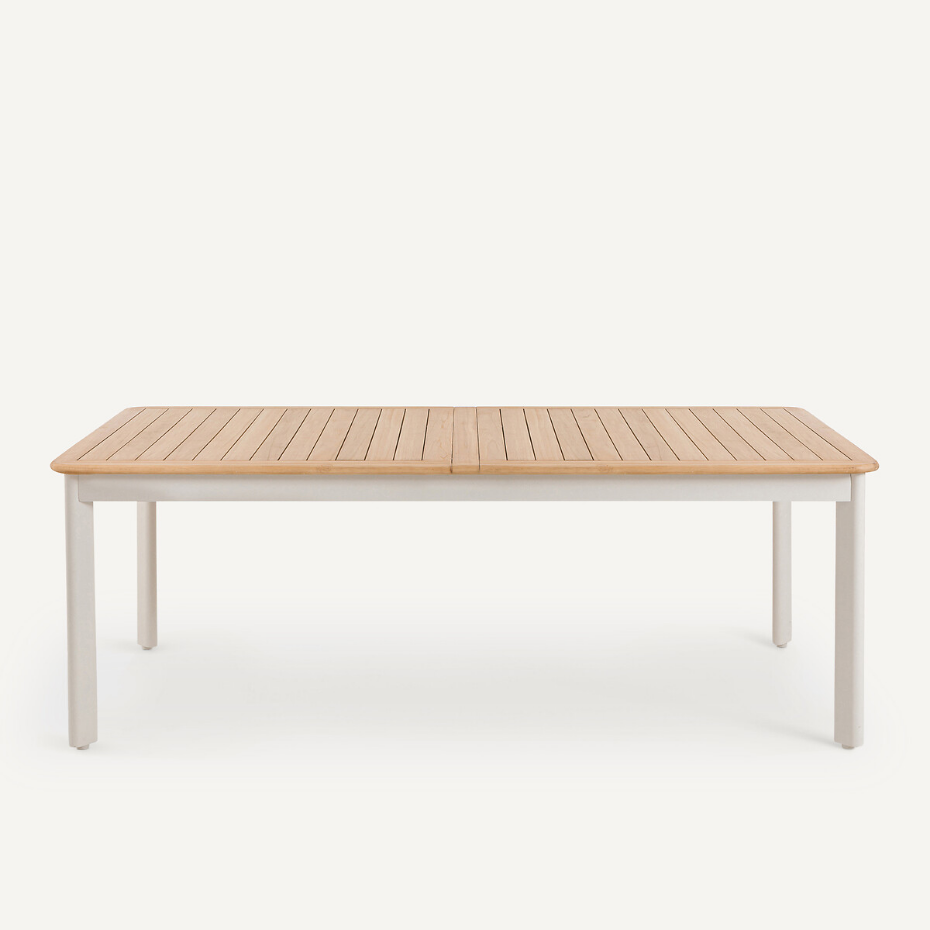Table de jardin à allonges, alu et teck, Isabbo