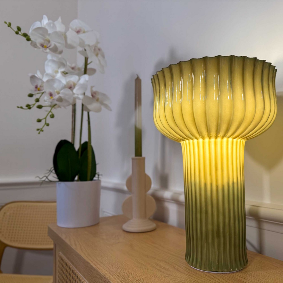 Lampe à poser en verre strié, NEMONE