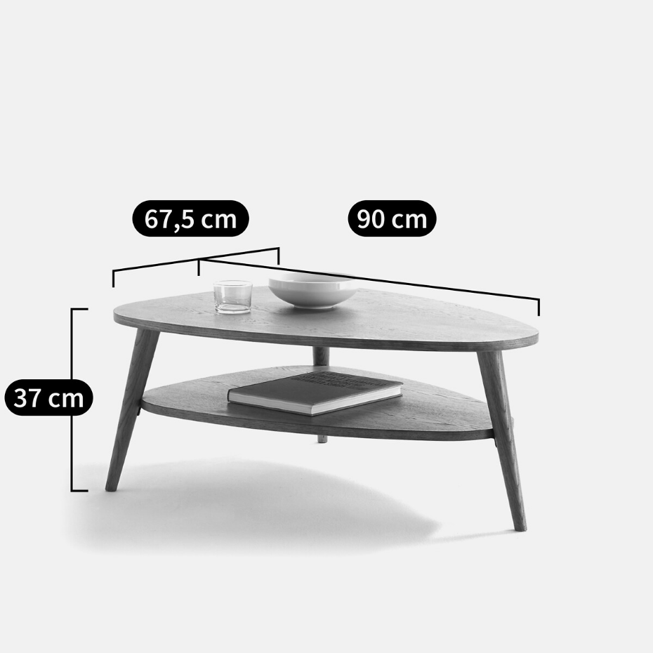 Table basse vintage, à double plateau, longueur 90 cm, QUILDA