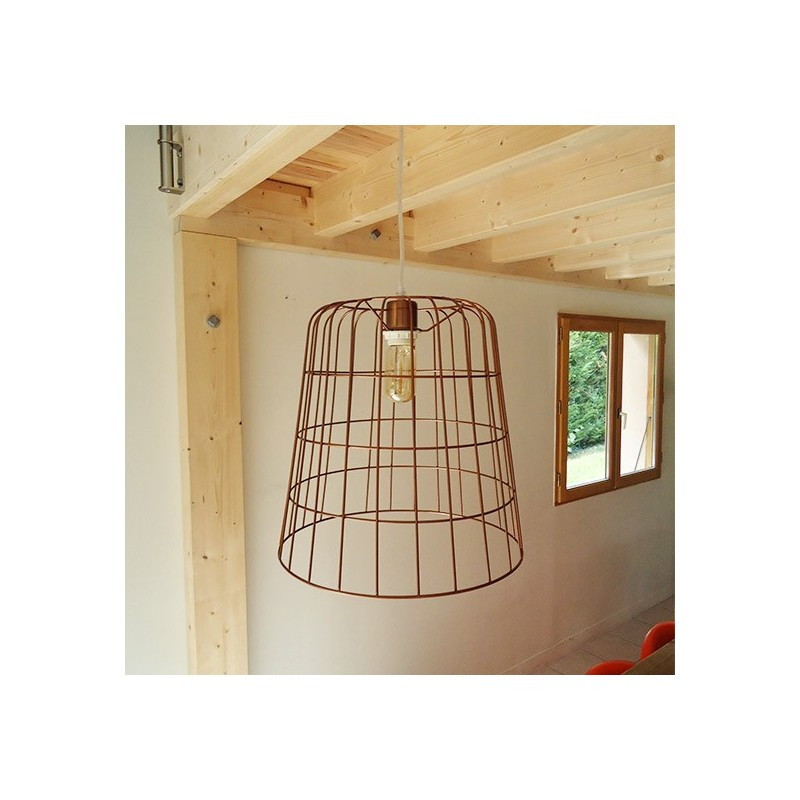 Lustre Séjour Panier Cuivré Loft Diamètre 35