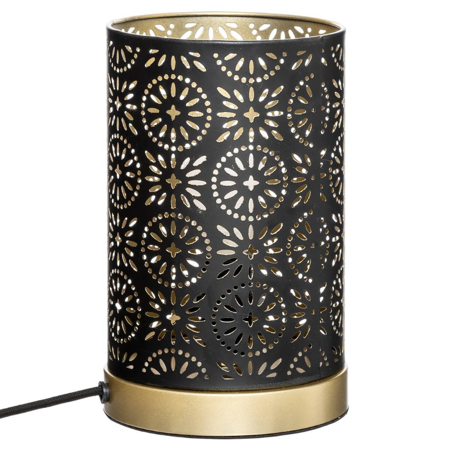 Lampe métal noir motifs ajourés dorés GYPSY