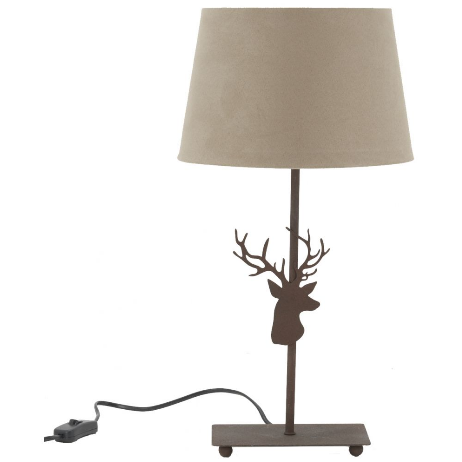 Lampe en métal décor tête de cerf