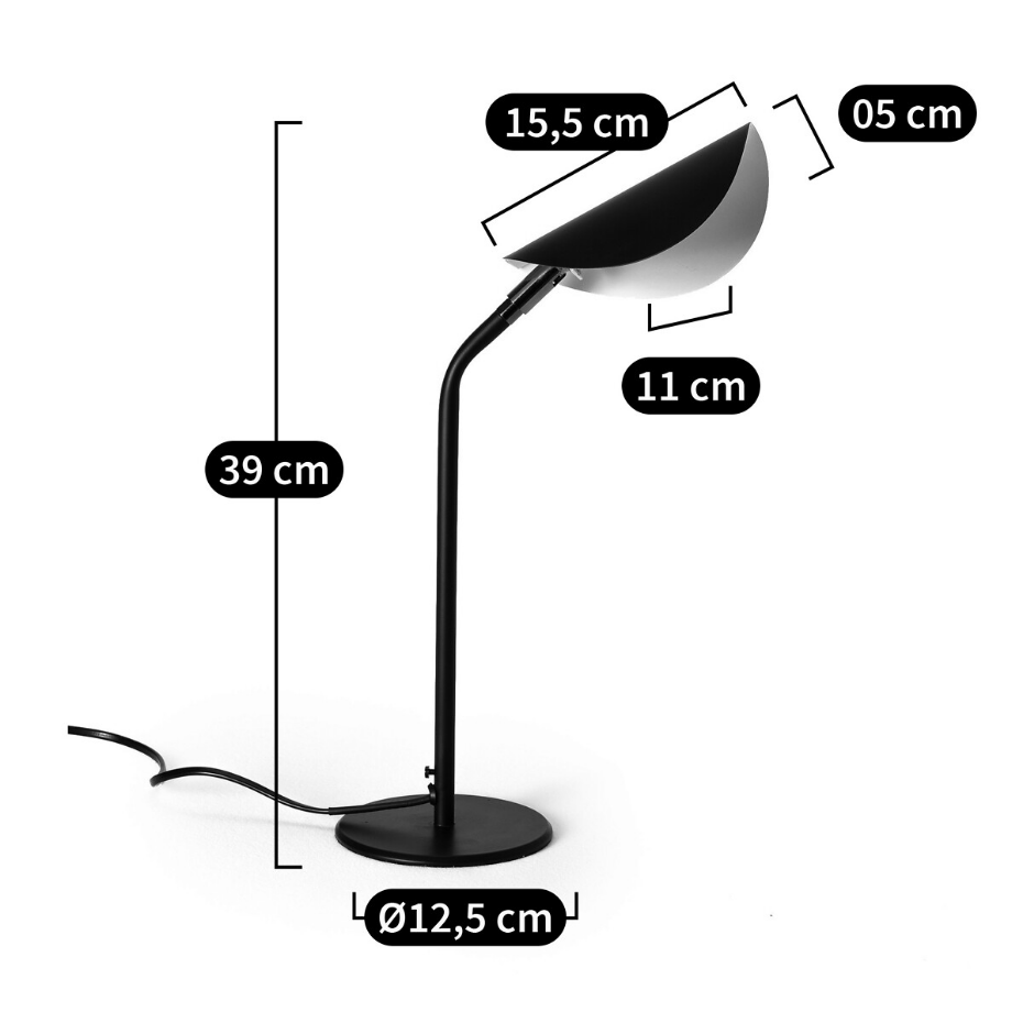 Lampe à poser métal noir mat, orientable,Funambule