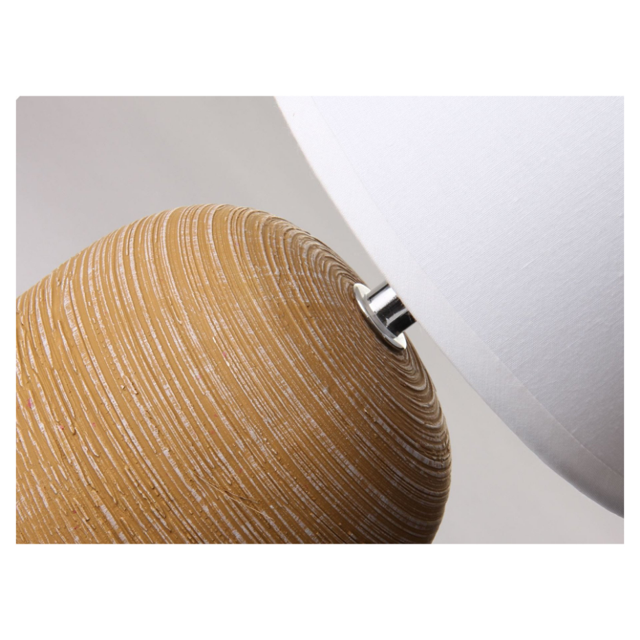 Lampe à poser ronde céramique marron effet naturel - 16x16x27.5cm