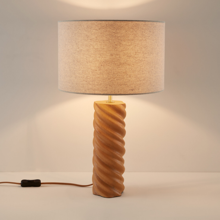 Lampe à poser chêne et lin, Dehen