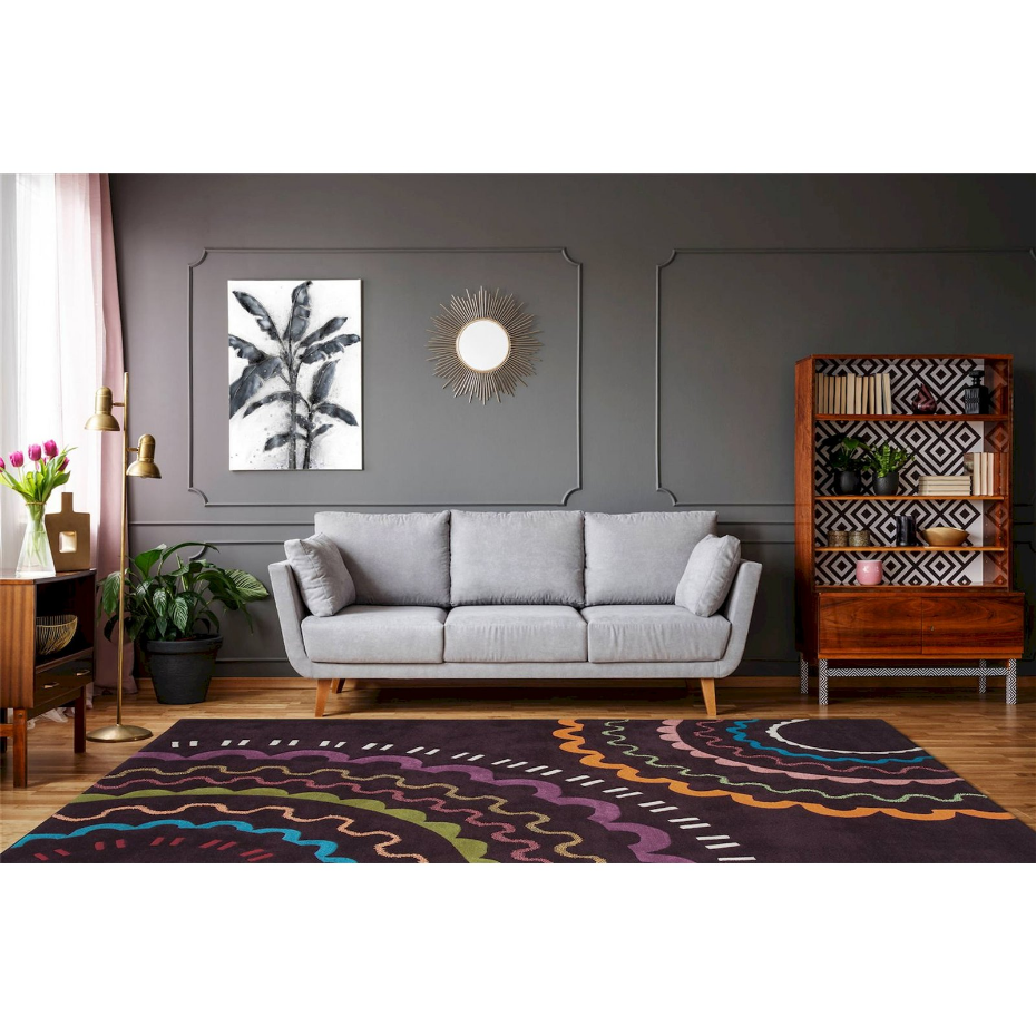Tapis rectangulaire en modacryl motif graphique