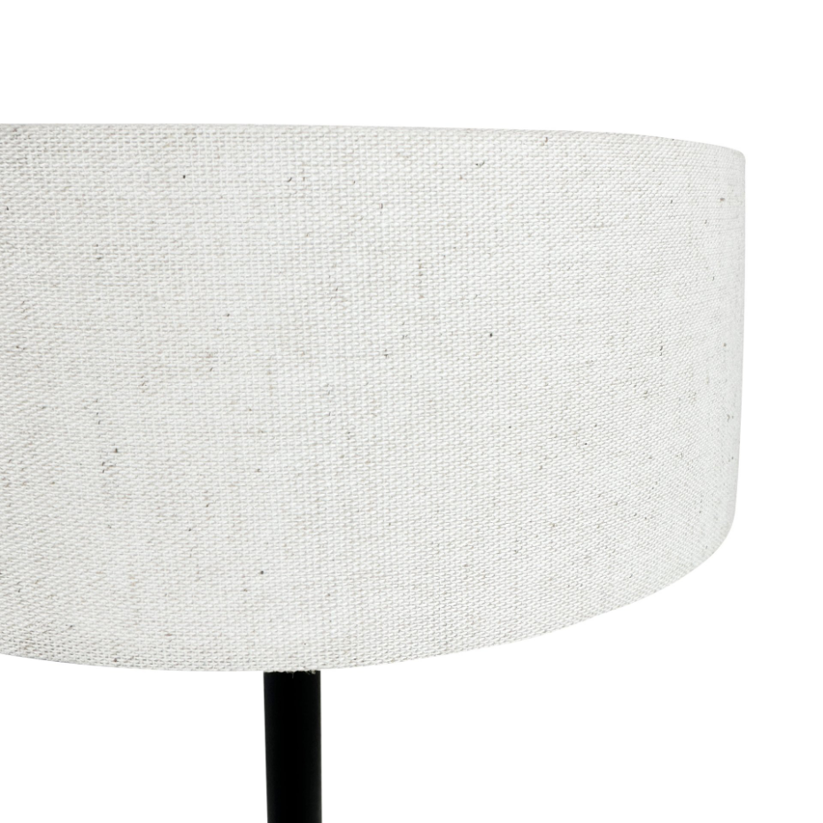 Lampe à poser en métal et tissu Noir/Blanc Calix