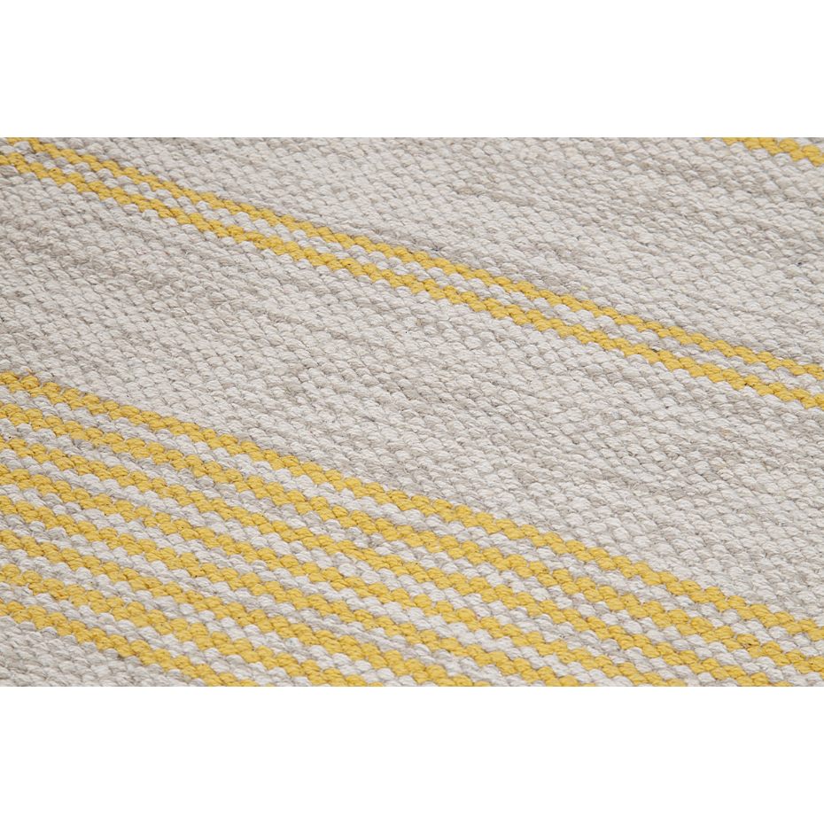 Tapis / Descente de lit rectangulaire beige à rayures jaunes 50 x 80 cm CABOURG