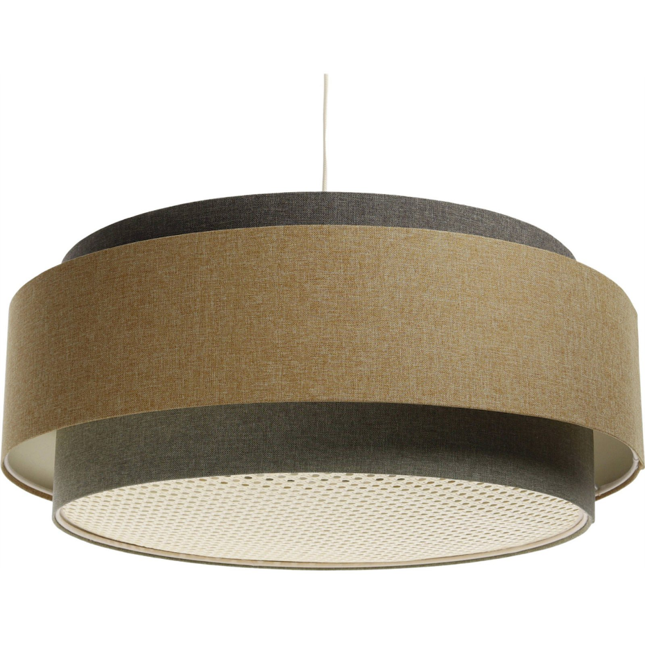 Suspension en tissu et rotin ronde Boho Elegant