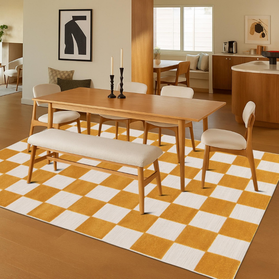 Tapis salon damier en relief moderne   CHILL