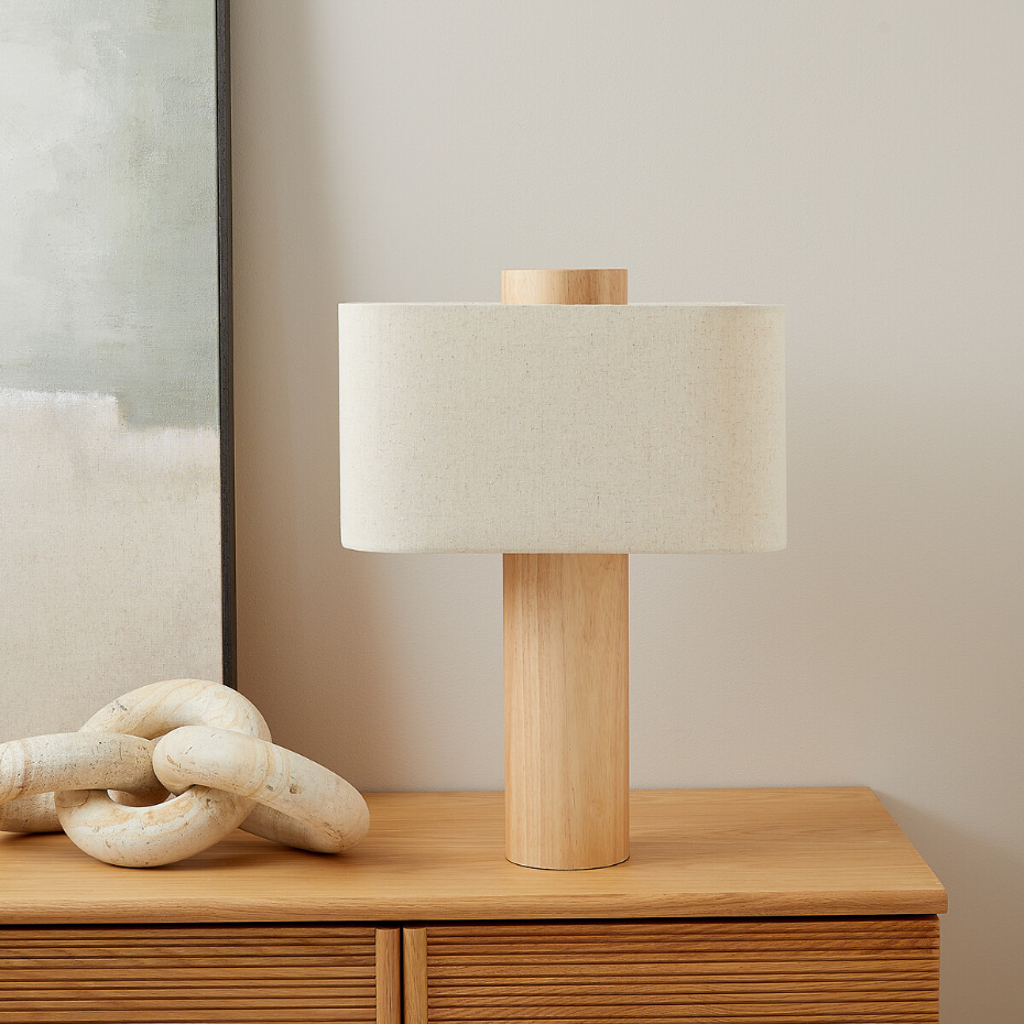 Lampe à poser en chêne et lin, Dryade