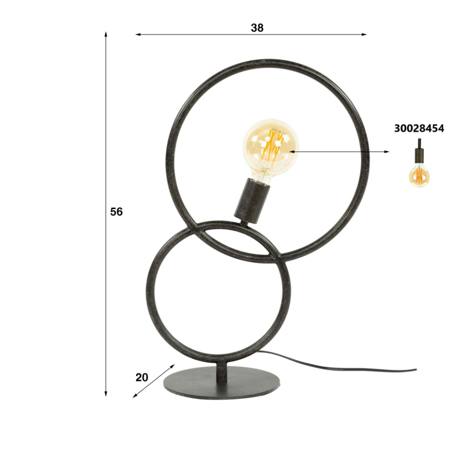 Lampe design noire – 2 anneaux TRIBECA