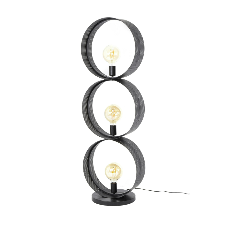 Lampadaire design 3 anneaux en métal perforé RALF