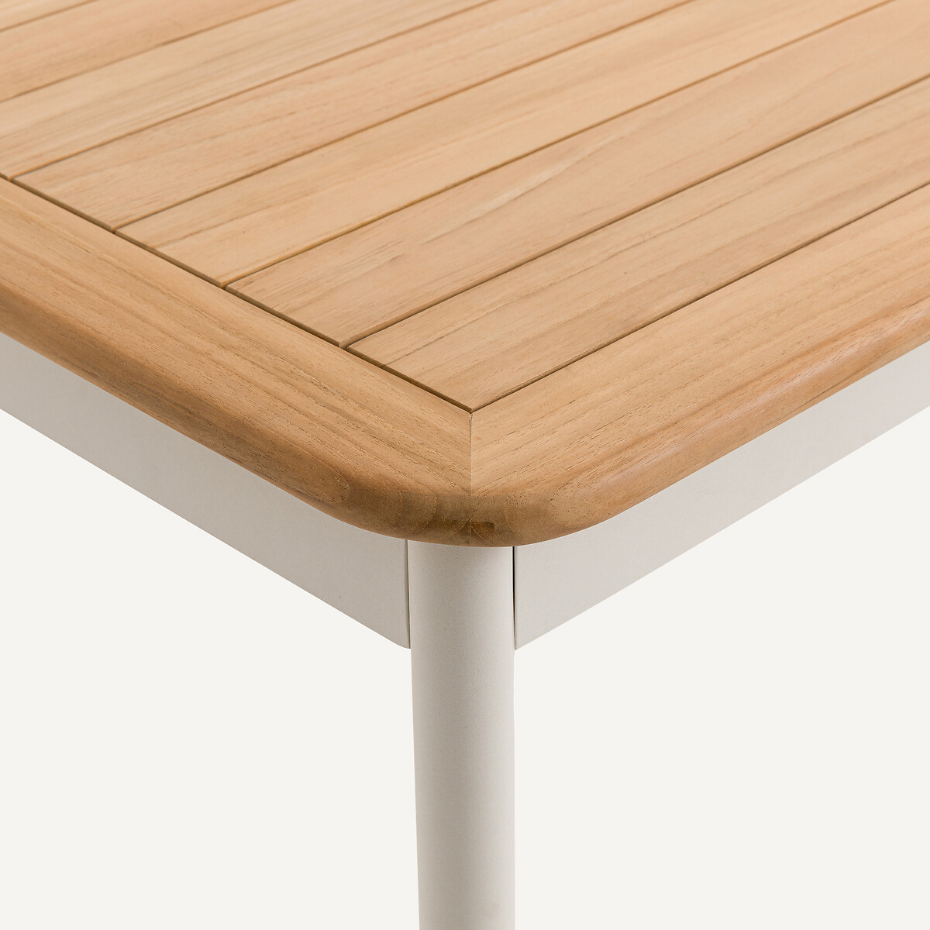 Table de jardin à allonges, alu et teck, Isabbo