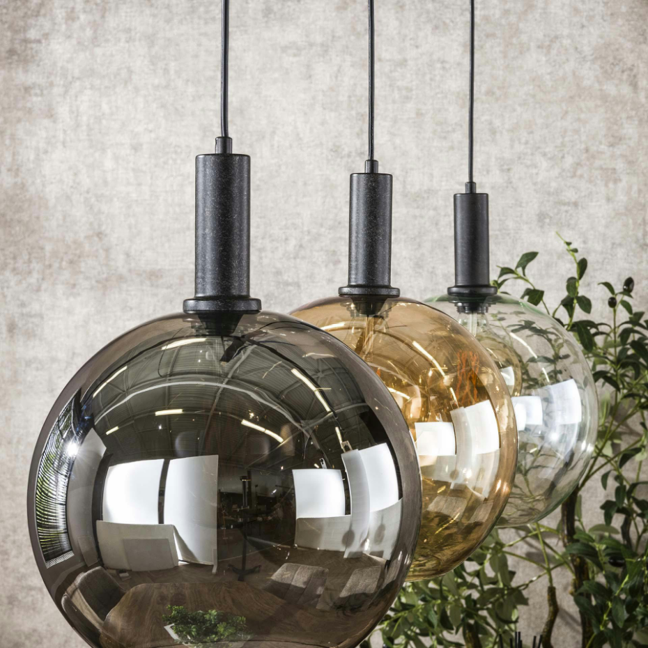 Suspension îlot cuisine 3 globes multicolores NOVA