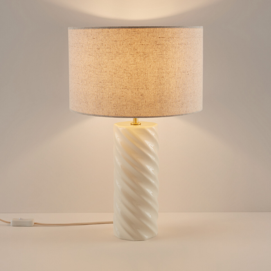 Lampe à poser céramique et lin, Dehen