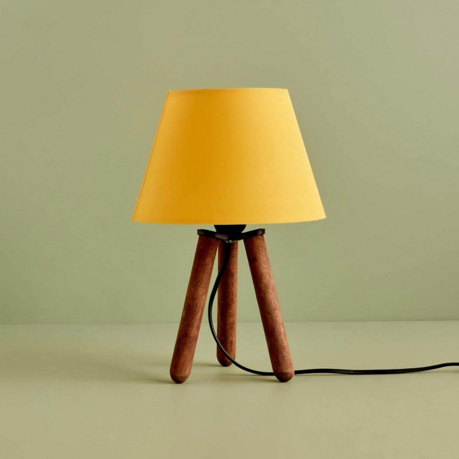 Lampe de chevet trépied bois KILIS