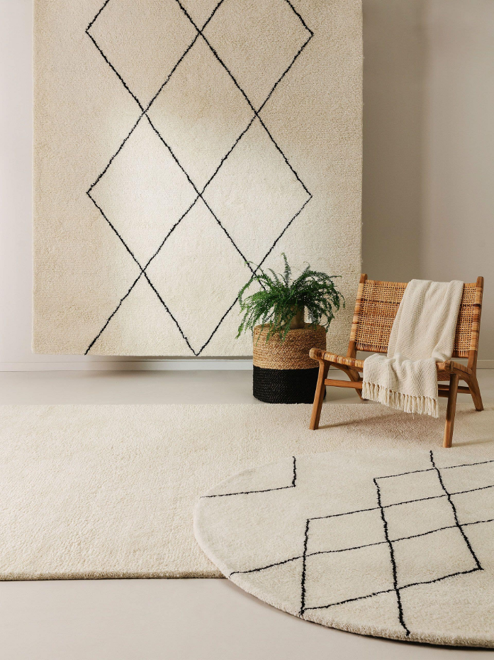 Tapis rond de laine tufté main BERBER