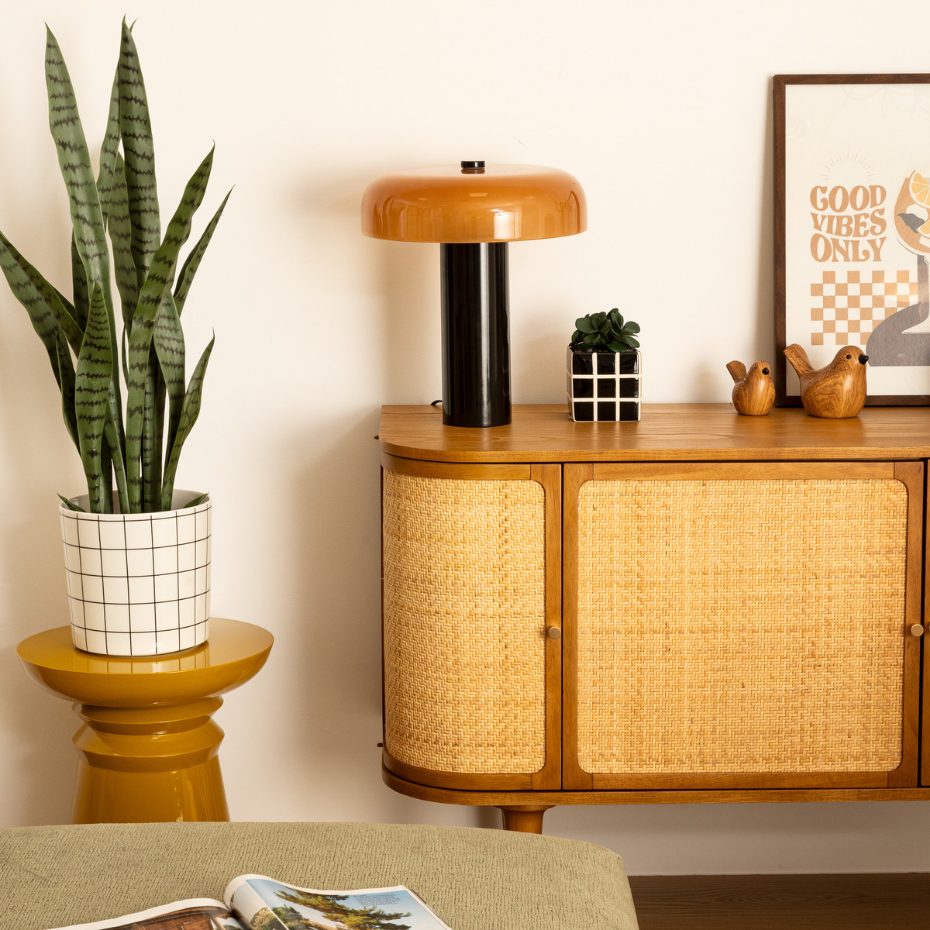 Lampe cylindrique verre ambré JODY