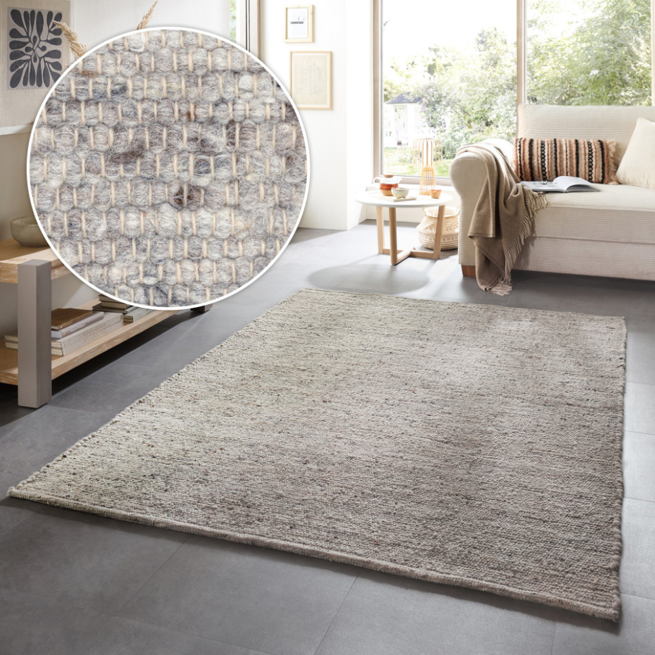 Tapis en laine chiné réversible tissé à la main - Alm Glueck