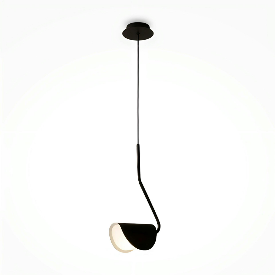 Suspension noire minimaliste - abat-jour plié, tige longue LENORE