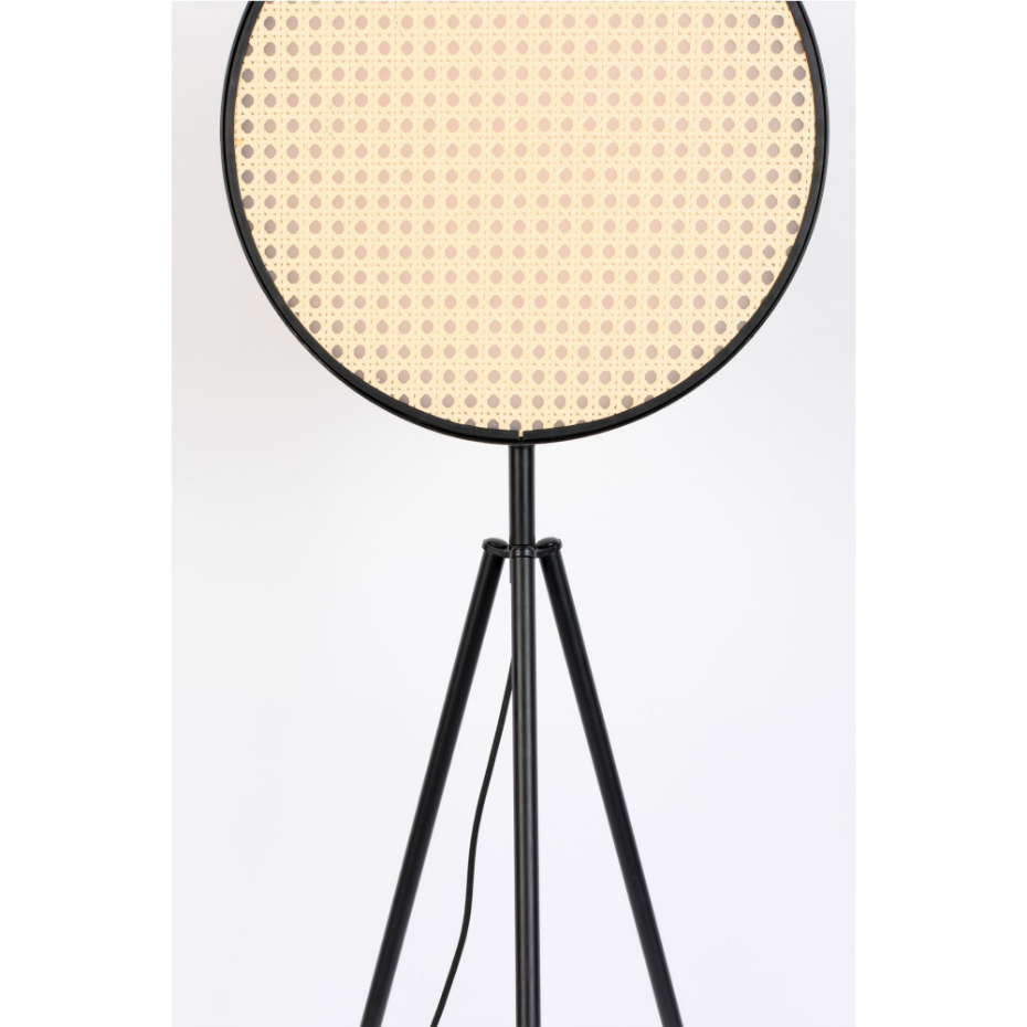 Lampadaire trépied en métal et cannage- SIEN