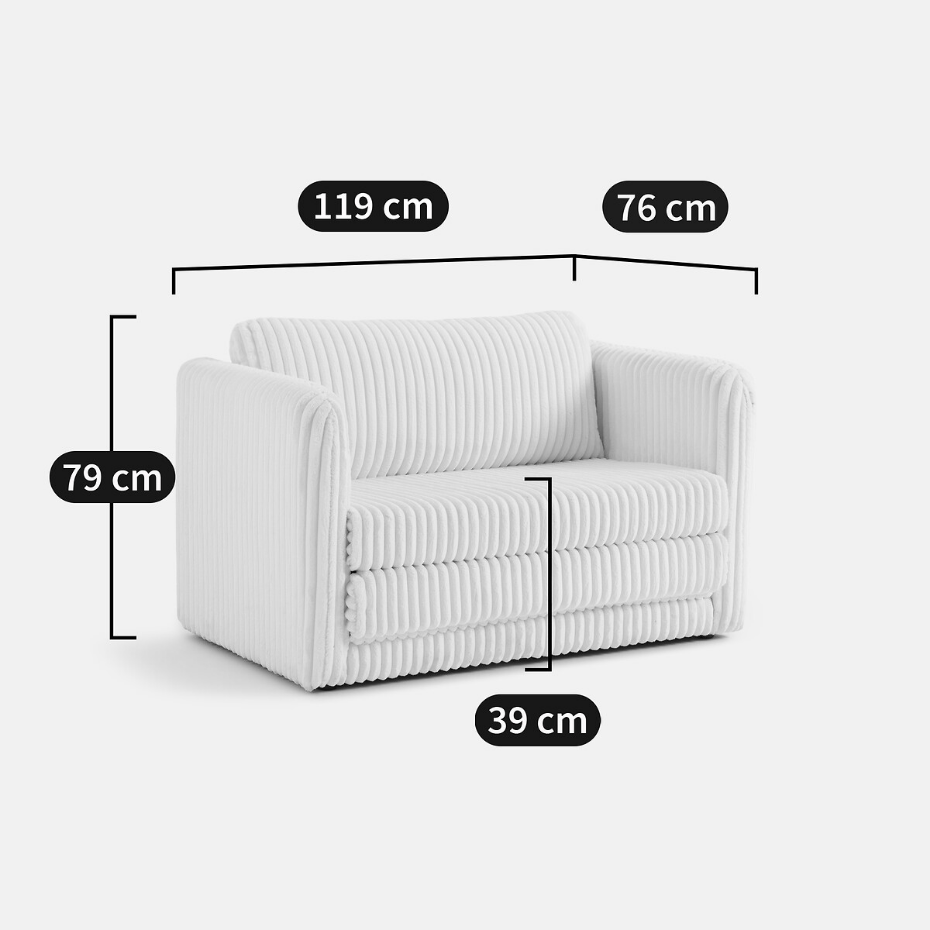 Banquette-lit velours grosses côtes XL, Hazel