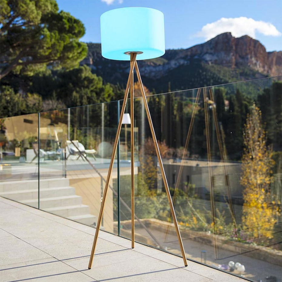 Lampadaire d'extérieur sans fil TAMBOURY WOOD RGB H150cm