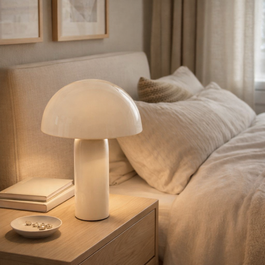 Lampe En Métal Champignon Coloris Beige