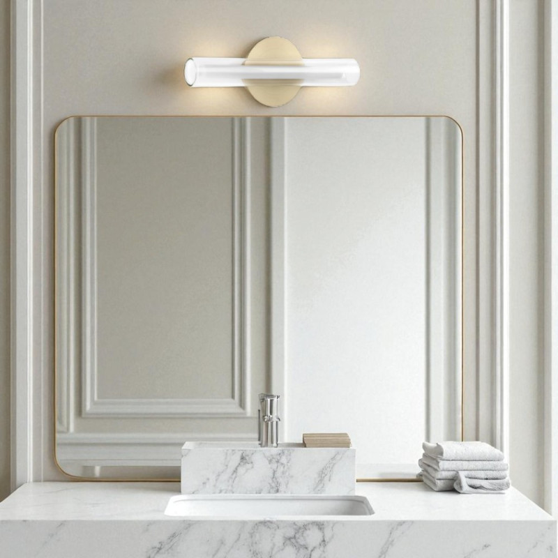 Applique Tube Led dimmable Oslo Laiton Et Verre