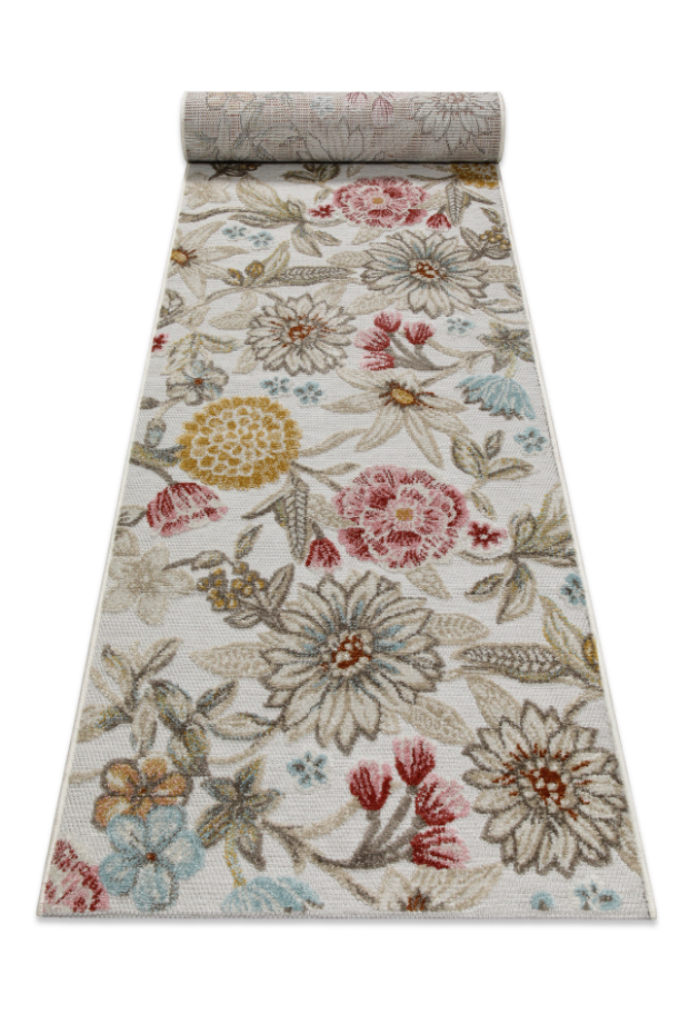 Tapis intérieur extérieur bohème motif fleurs ,  Abloom
