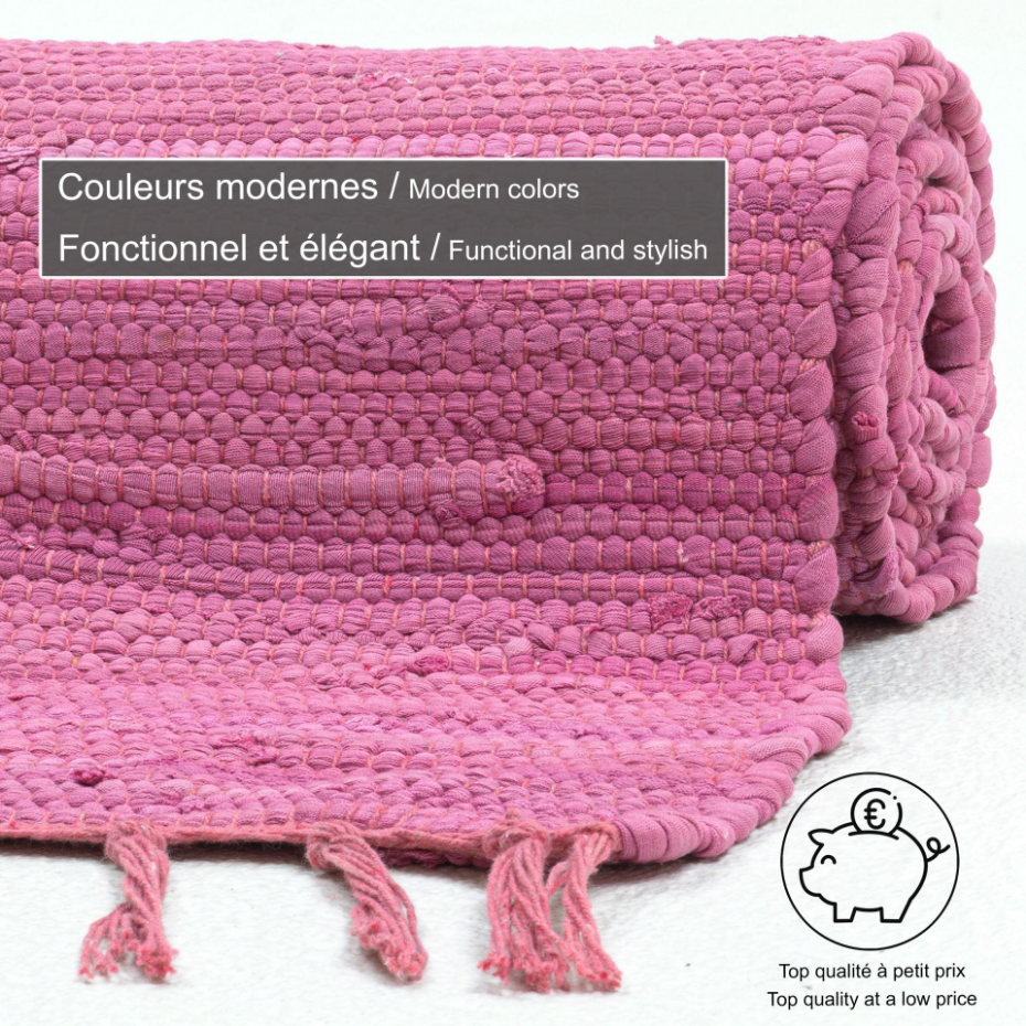 Tapis réversible coloré en coton tissé à la main - Happy Cotton