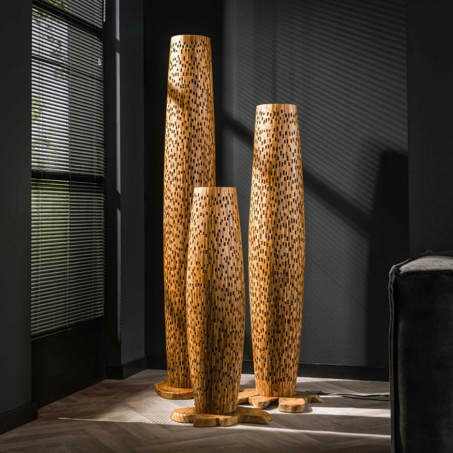 Lampadaire en bois de teck recyclé 184 cm JAVA
