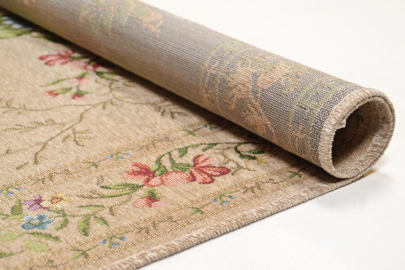 Tapis floral tissé à la machine avec bordure - Flomi