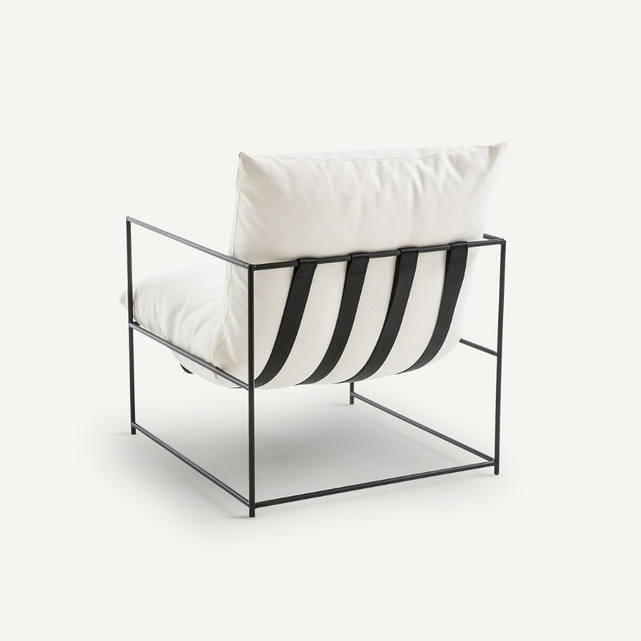 Fauteuil moelleux, tissu coton/lin, Sgothan