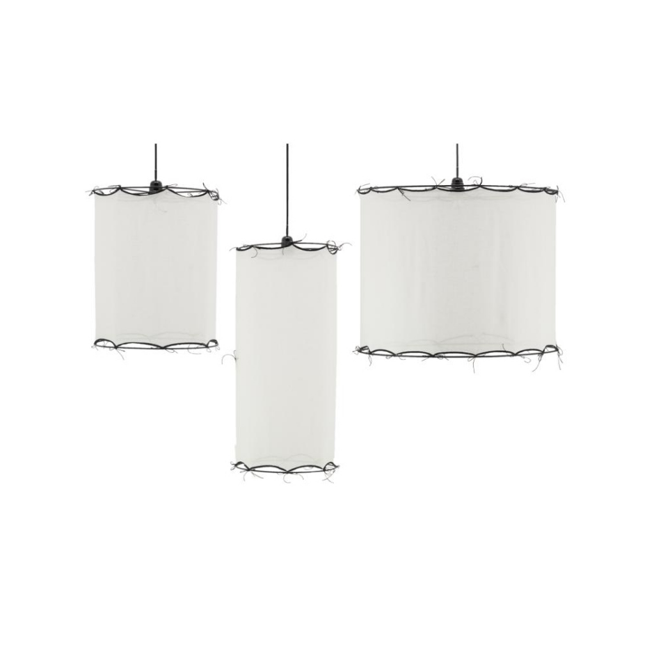 Abat-jour pour suspension en coton Riad Petit Blanc