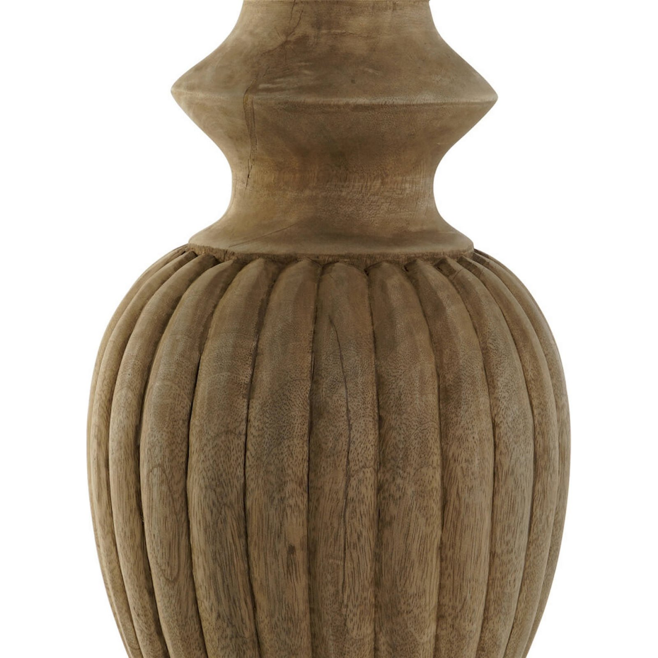 Lampe de table en bois sculpté et jute format carré Item Home Lamparas 1c24