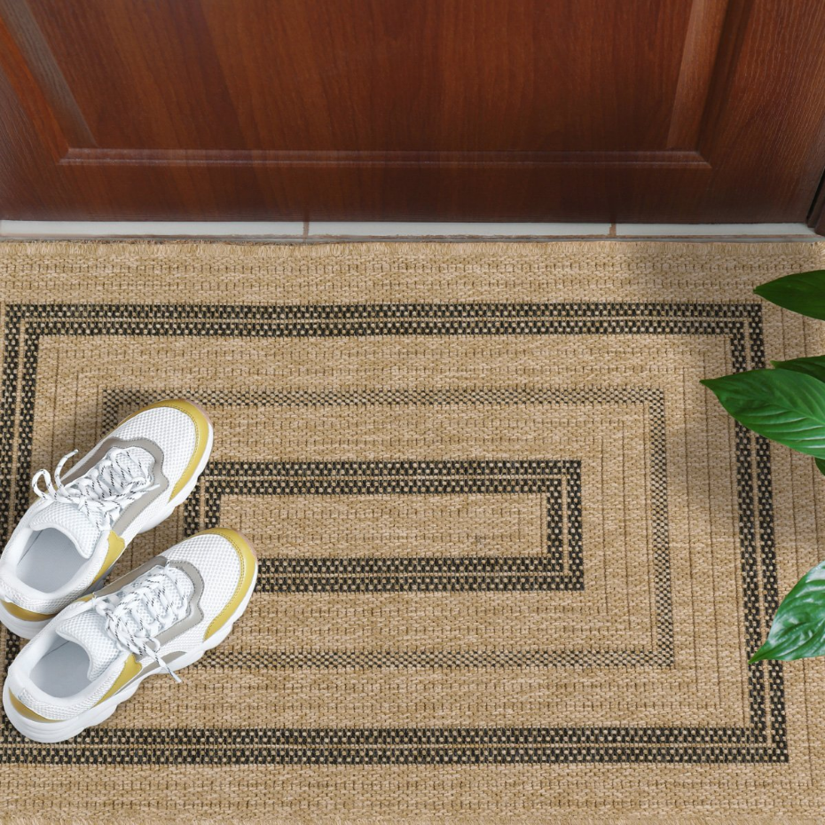 Tapis de salon intérieur extérieur motifs rectangles Nature